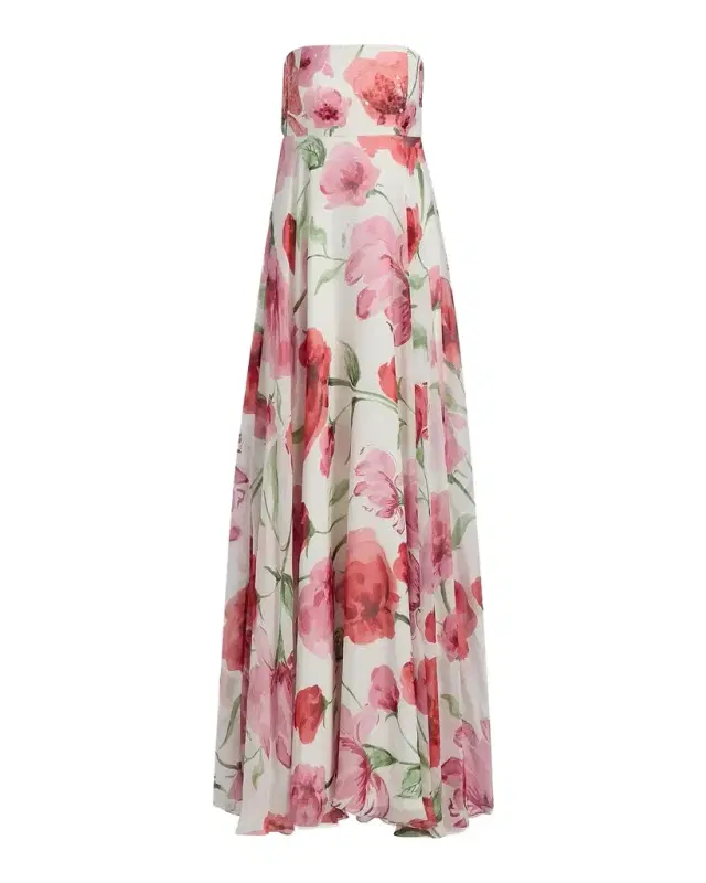 SACHIN BABI Ames Floral Strapless A-Line Gown