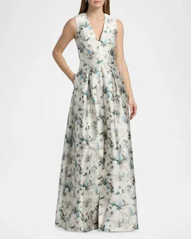 SACHIN & BABI Brooklynne Floral Satin A-Line Gown | Thumbnail 2 SACHIN & BABI Brooklynne Floral Satin A-Line Gown | Thumbnail 2