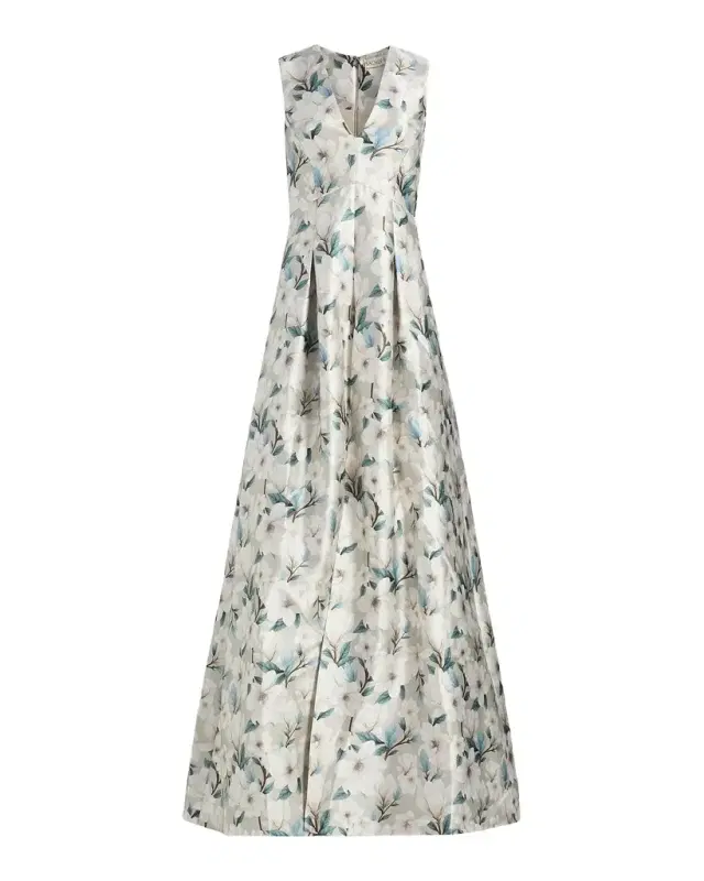 SACHIN BABI Brooklynne Floral Satin A-Line Gown