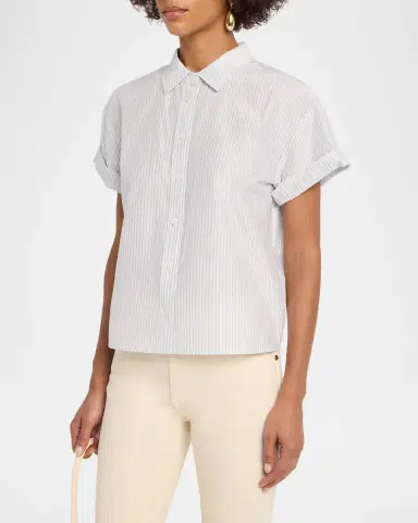Frame The Boardwalk Striped Cotton-Silk Shirt | Thumbnail 4 Frame The Boardwalk Striped Cotton-Silk Shirt | Thumbnail 4