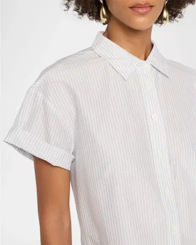 Frame The Boardwalk Striped Cotton-Silk Shirt | Thumbnail 5 Frame The Boardwalk Striped Cotton-Silk Shirt | Thumbnail 5