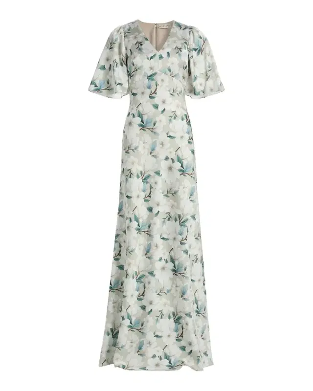 SACHIN BABI Mae Floral Flutter-Sleeve Gown