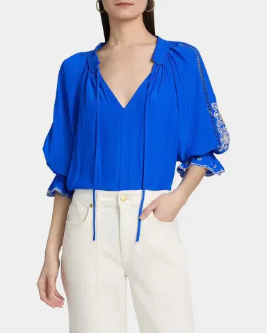 Ramy Brook Haven Embroidered Puff-Sleeve Top | Thumbnail 4 Ramy Brook Haven Embroidered Puff-Sleeve Top | Thumbnail 4