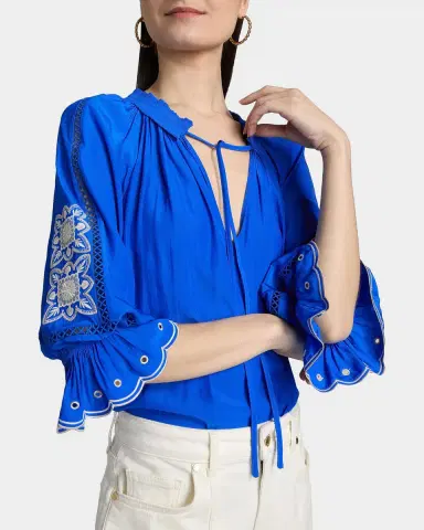 Ramy Brook Haven Embroidered Puff-Sleeve Top | Thumbnail 5 Ramy Brook Haven Embroidered Puff-Sleeve Top | Thumbnail 5