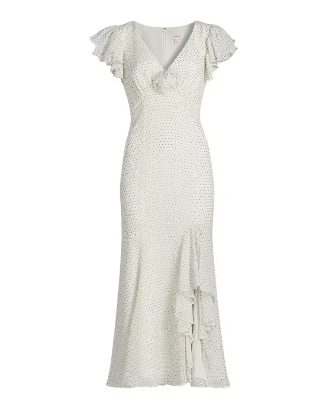 Talia Polka-Dot Ruffled Midi Dress