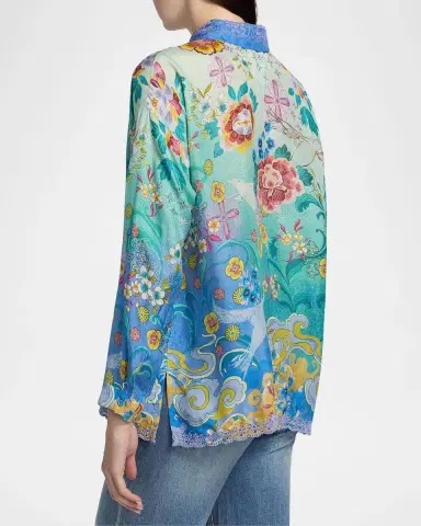 Johnny Was Audrey Printed Silk Shirt | Thumbnail 3
