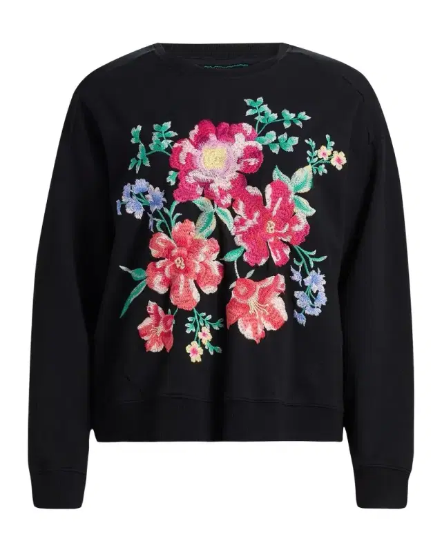 Johnny Was Celiora Floral Stretch-Cotton Sweatshirt
