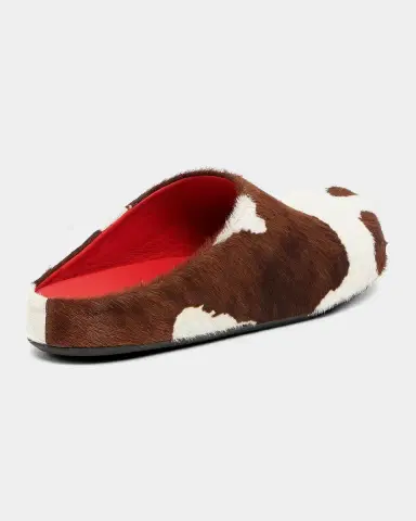 Marni Men 's Fussbett Cow-Print Calf Hair Sabots | Thumbnail 2