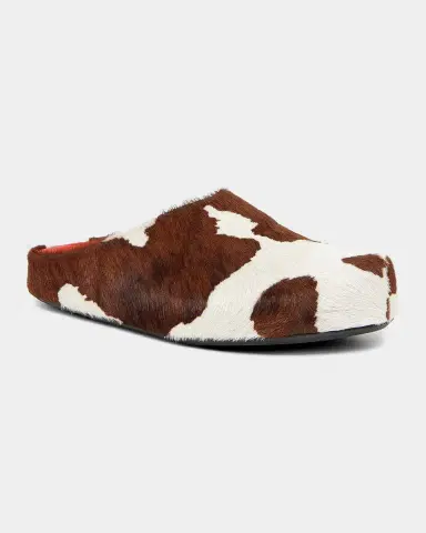 Marni Men 's Fussbett Cow-Print Calf Hair Sabots | Thumbnail 5