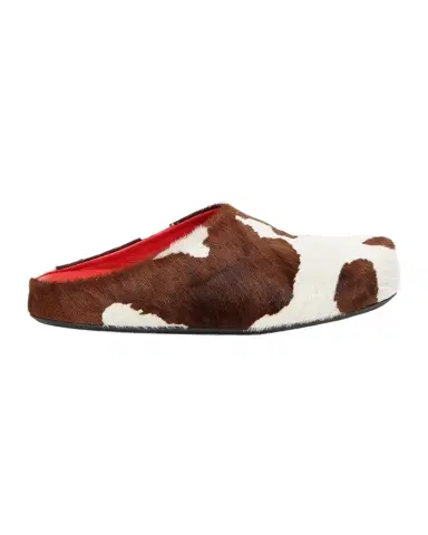 Marni Men 's Fussbett Cow-Print Calf Hair Sabots | Thumbnail 1