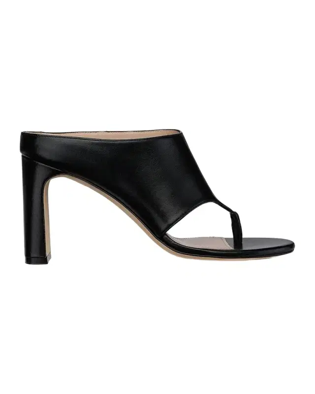 Stuart Weitzman Babette 85MM Leather Block-Heel Sandals
