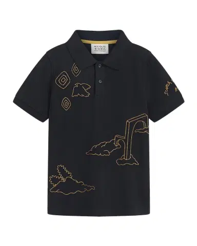 Scotch & Soda Boy's Embroidered Artwork Polo Shirt | Thumbnail 1