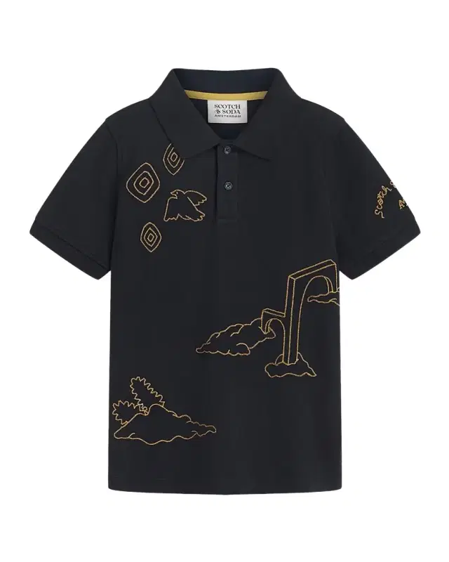 Scotch & Soda Boy 's Embroidered Artwork Polo Shirt, Size 4-14