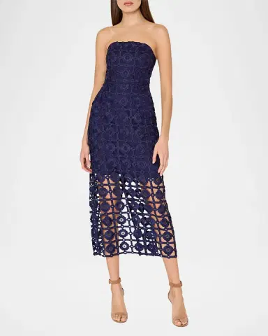 Milly Kait Strapless Tiled Lace Midi Dress | Thumbnail 2