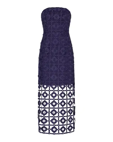 Milly Kait Strapless Tiled Lace Midi Dress | Thumbnail 1