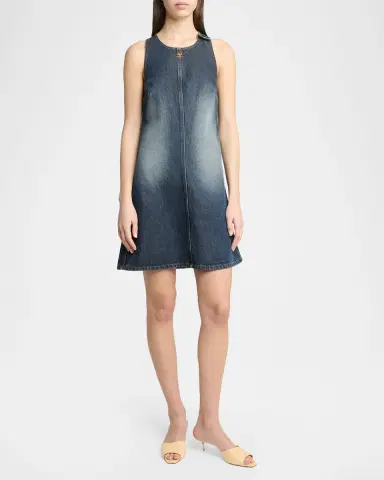 Courrèges Logo Denim Mini Dress | Thumbnail 2
