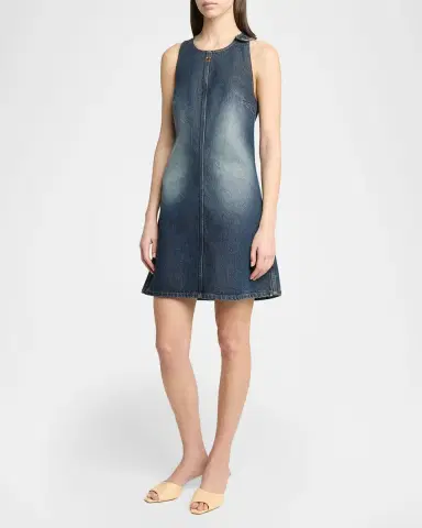 Courrèges Logo Denim Mini Dress | Thumbnail 4