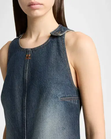 Courrèges Logo Denim Mini Dress | Thumbnail 5