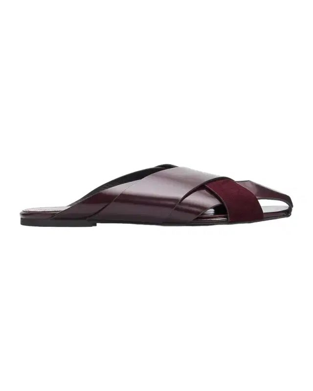 Proenza Schouler Slant Cross Leather & Suede Slides