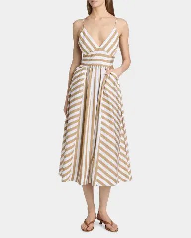 Tanya Taylor Vivien Striped Cotton Midi Dress | Thumbnail 2