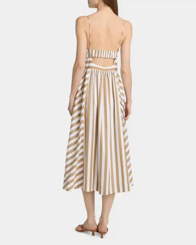 Tanya Taylor Vivien Striped Cotton Midi Dress | Thumbnail 3