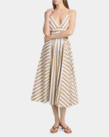 Tanya Taylor Vivien Striped Cotton Midi Dress | Thumbnail 4