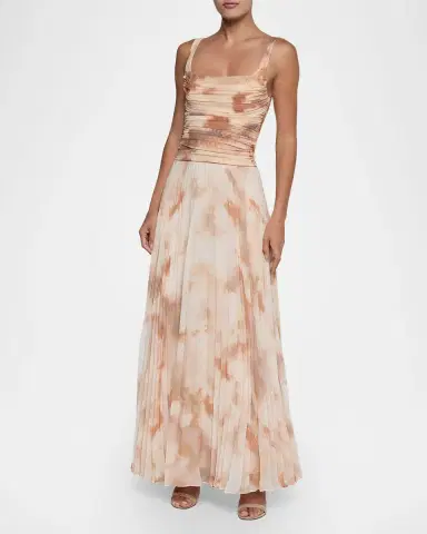 L'AGENCE Rasha Watercolor-Print Ruched Tank | Thumbnail 2 L'AGENCE Rasha Watercolor-Print Ruched Tank | Thumbnail 2