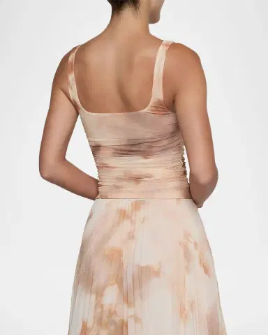 L'AGENCE Rasha Watercolor-Print Ruched Tank | Thumbnail 3 L'AGENCE Rasha Watercolor-Print Ruched Tank | Thumbnail 3