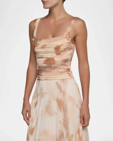 L'AGENCE Rasha Watercolor-Print Ruched Tank | Thumbnail 4 L'AGENCE Rasha Watercolor-Print Ruched Tank | Thumbnail 4