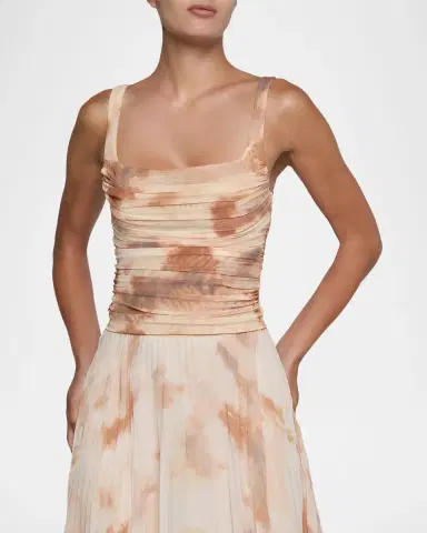 L'AGENCE Rasha Watercolor-Print Ruched Tank | Thumbnail 5 L'AGENCE Rasha Watercolor-Print Ruched Tank | Thumbnail 5