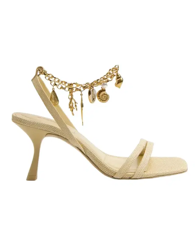 SIMKHAI Caspian 80MM Charm-Embellished Raffia Sandals