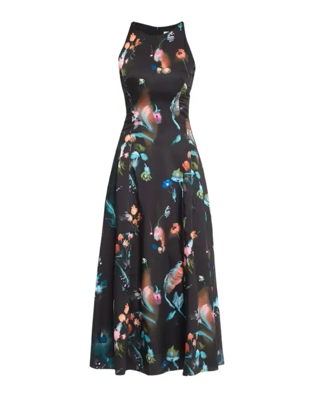 Prabal Gurung Jewel Neck Sleeveless Floral-Print Dress