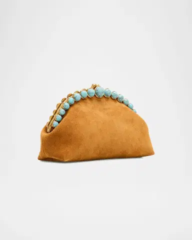 Cult Gaia Una Faux Turquoise-Embellished Suede Clutch Bag | Thumbnail 3