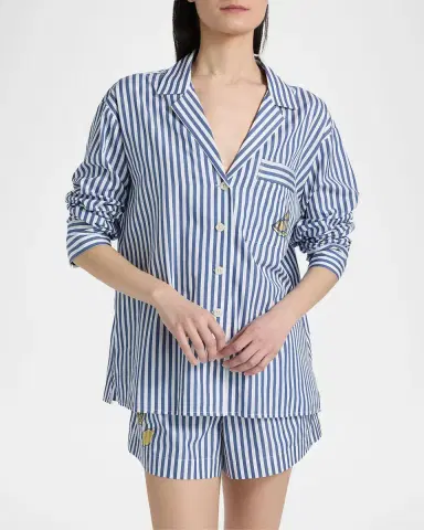 Tanya Taylor Noa Striped Lemon Pocket Button-Front Shirt | Thumbnail 4 Tanya Taylor Noa Striped Lemon Pocket Button-Front Shirt | Thumbnail 4