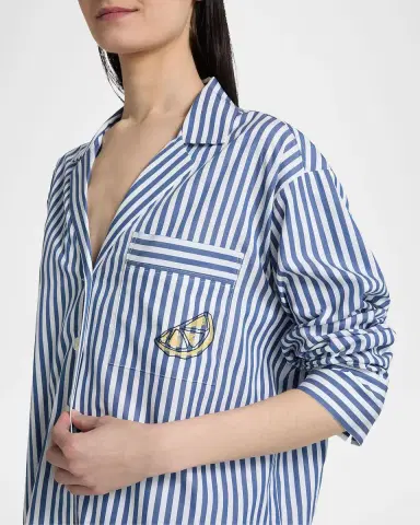 Tanya Taylor Noa Striped Lemon Pocket Button-Front Shirt | Thumbnail 5 Tanya Taylor Noa Striped Lemon Pocket Button-Front Shirt | Thumbnail 5