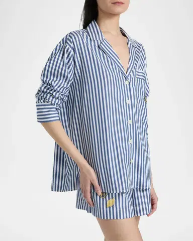 Tanya Taylor Noa Striped Lemon Pocket Button-Front Shirt | Thumbnail 7 Tanya Taylor Noa Striped Lemon Pocket Button-Front Shirt | Thumbnail 7