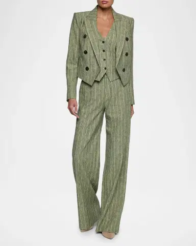 L'Agence Lila Striped Linen-Blend Blazer | Thumbnail 2