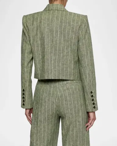 L'Agence Lila Striped Linen-Blend Blazer | Thumbnail 3