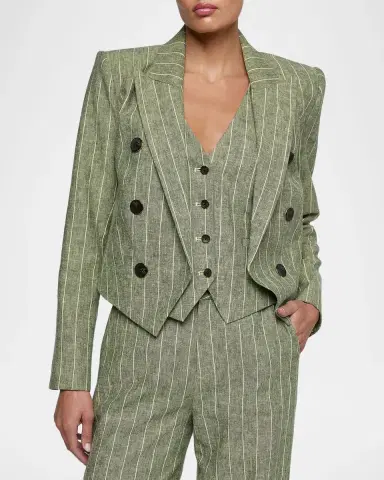 L'Agence Lila Striped Linen-Blend Blazer | Thumbnail 4