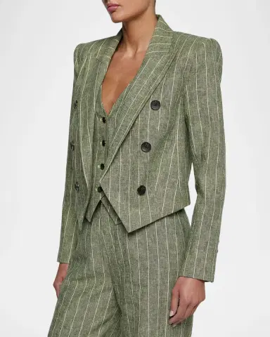 L'Agence Lila Striped Linen-Blend Blazer | Thumbnail 5