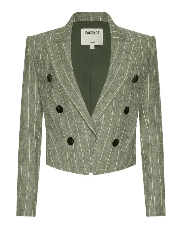 L 'AGENCE Lila Striped Linen-Blend Blazer