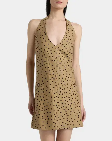 Tanya Taylor Natalie Polka Dot Linen-Blend Mini Dress | Thumbnail 4