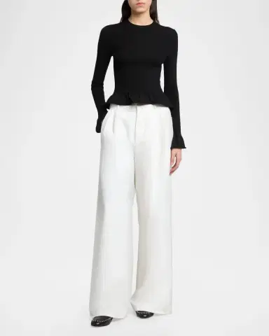 Jil Sander Pleated Cotton Wide-Leg Trousers | Thumbnail 2