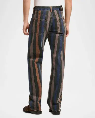 Versace Jeans Couture Men's Striped Cotton Straight-Leg Jeans | Thumbnail 3