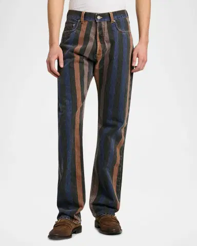 Versace Jeans Couture Men's Striped Cotton Straight-Leg Jeans | Thumbnail 4