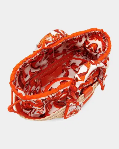 Dolce & Gabbana Majolica Arancio-Print Straw Bucket Bag | Thumbnail 4 Dolce & Gabbana Majolica Arancio-Print Straw Bucket Bag | Thumbnail 4