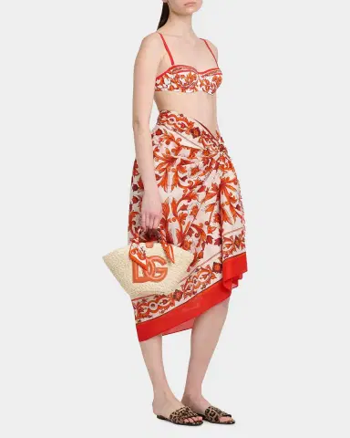 Dolce & Gabbana Majolica Arancio-Print Straw Bucket Bag | Thumbnail 5 Dolce & Gabbana Majolica Arancio-Print Straw Bucket Bag | Thumbnail 5