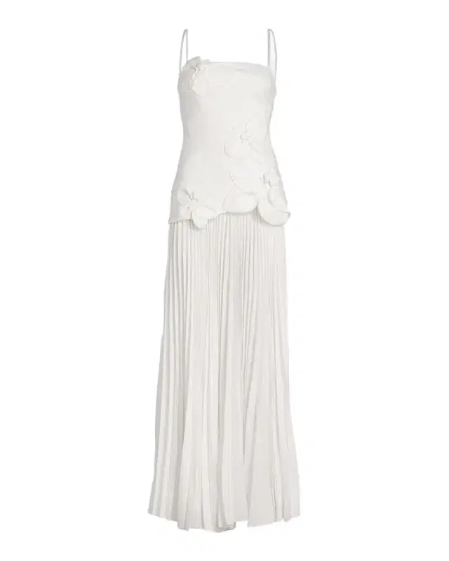 Acler Forever Young Avision Floral Appliqué Pleated Maxi Dress