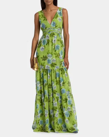 SACHIN & BABI Emilie Floral Chiffon A-Line Gown | Thumbnail 4