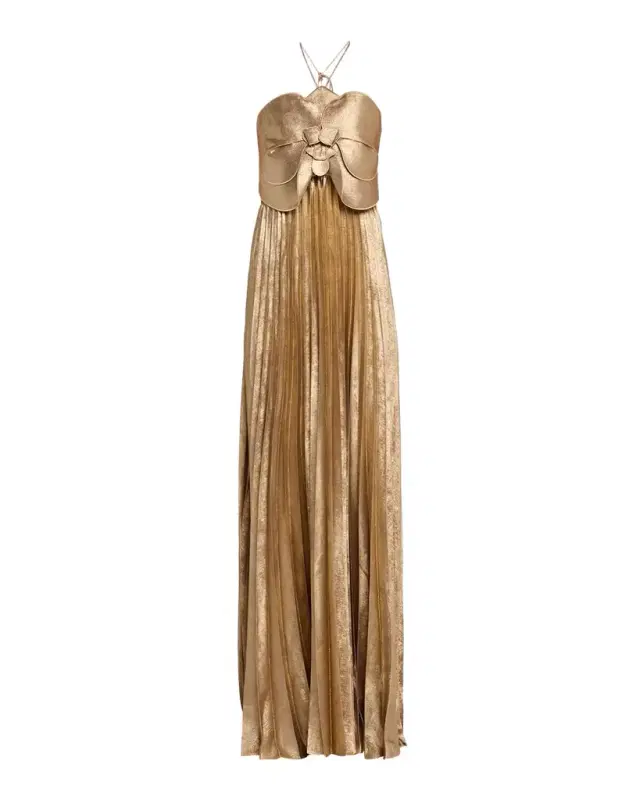 Acler Forever Young Pullford Metallic Pleated Gown